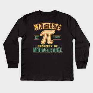 Mathlete Mathletic Department PI 3.14 Math Calculus Puns Kids Long Sleeve T-Shirt